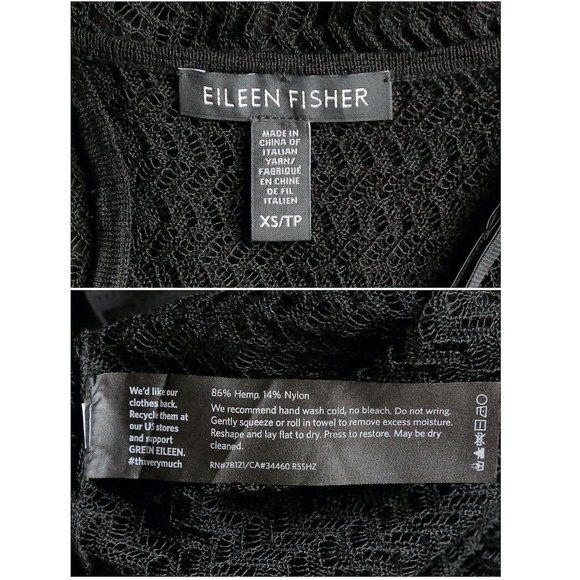 EILEEN FISHER Sheer Black Open Knit Tank Dress XS - Picture 12 of 12